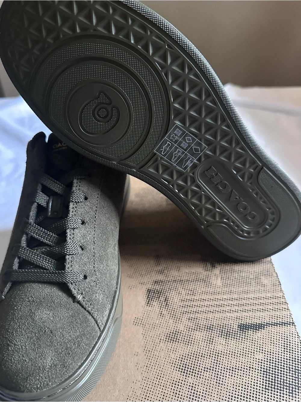 Coach Men's Olive Green Suede Low-Top Sneakers